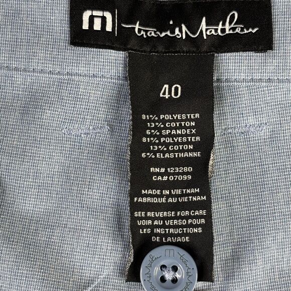 Travis Mathew Shorts Mens 40 Blue Beck Golf Performance Stretch Waistband - Picture 6 of 13